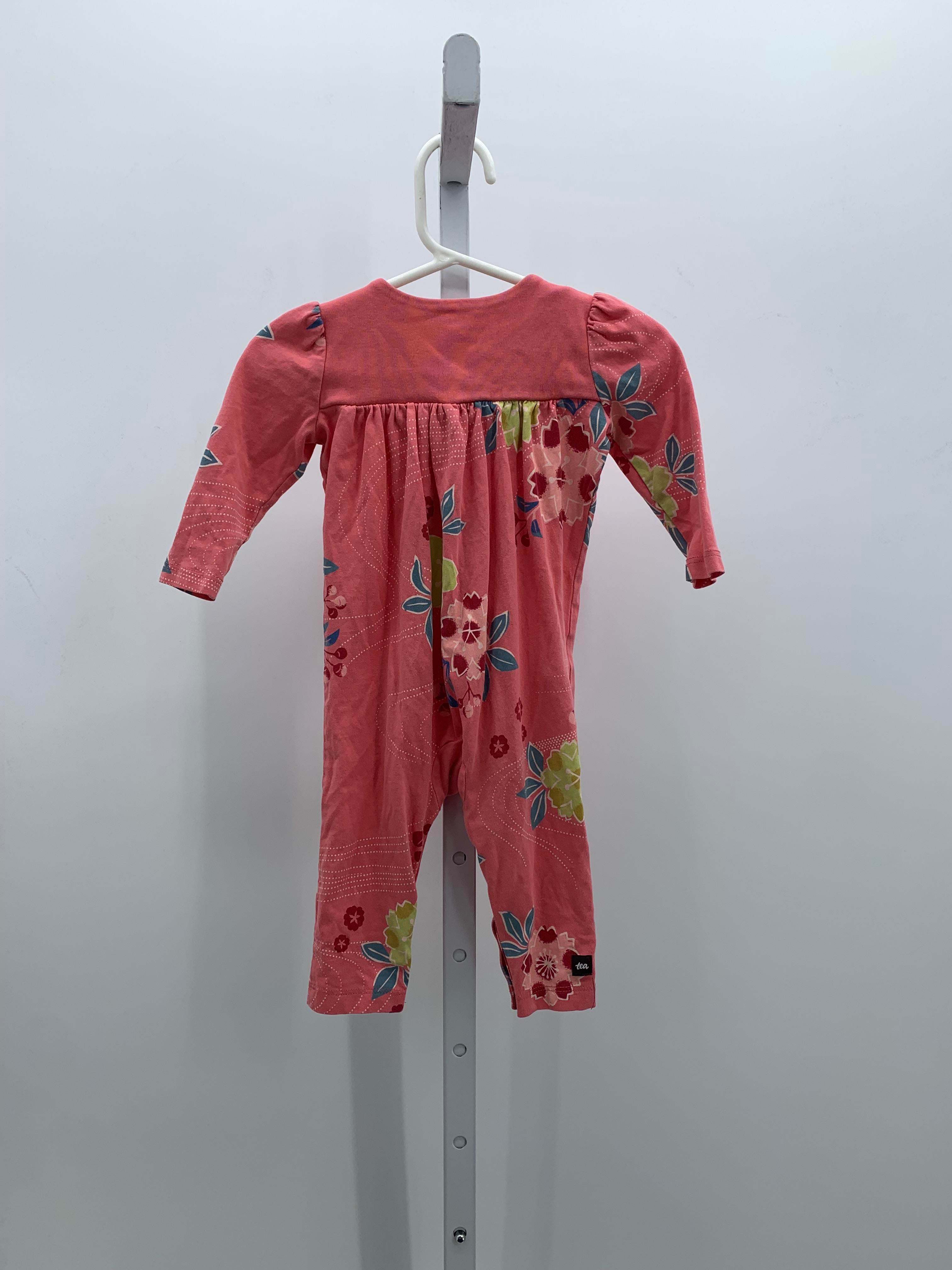 Tea Size 6-9 mon Girls Long Slv. Romper