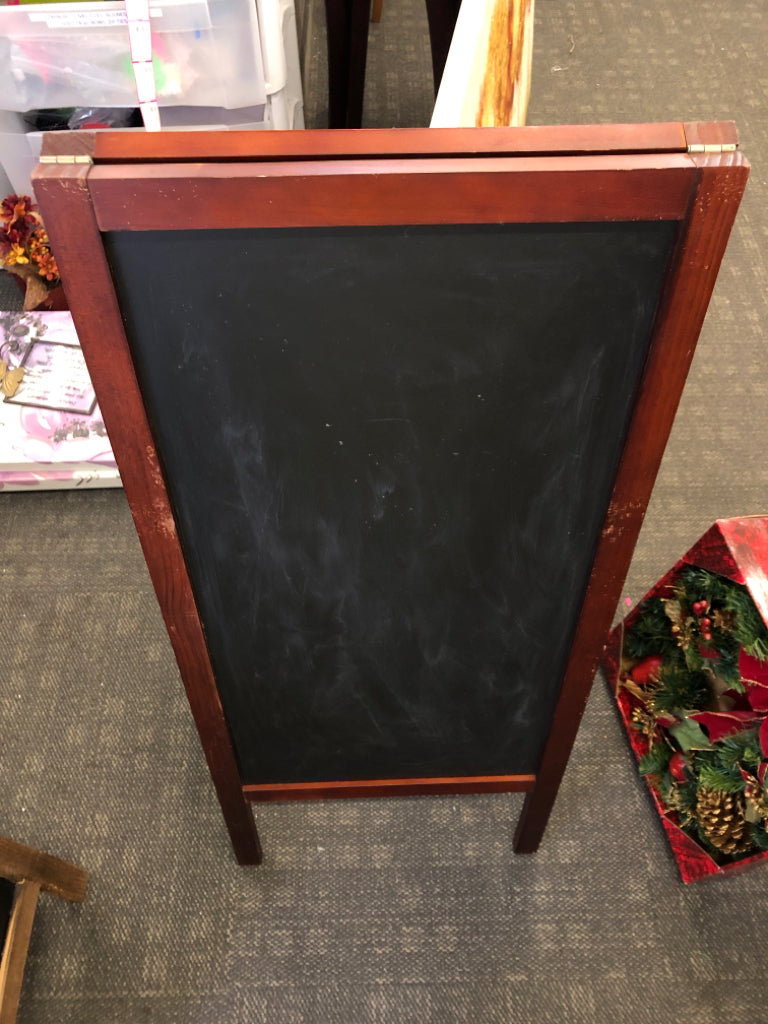 CHERRY WOOD CHALK BOARD EASEL.