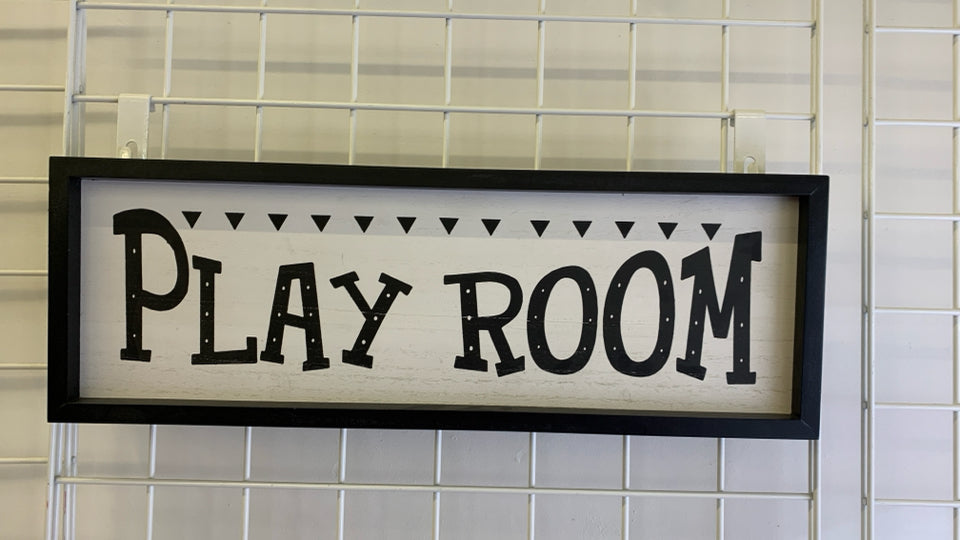 BLACK AND WHITE PLAY ROOM RECTANGLE WALL ART.