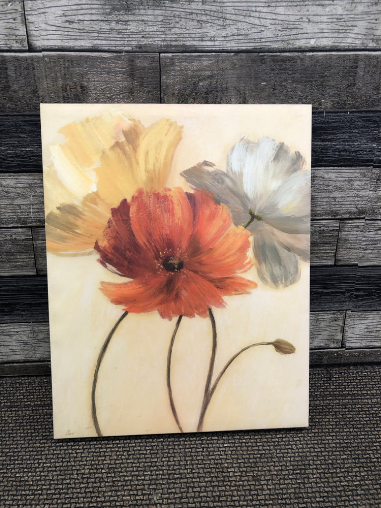 ORANGE,YELLOW, WHITE FLOWERS CANVAS.