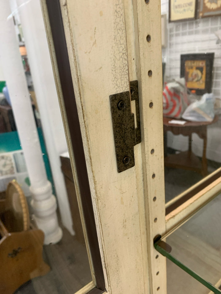 DISTRESSED CREME CABINET- 4 DOOR+ LIGHTS.