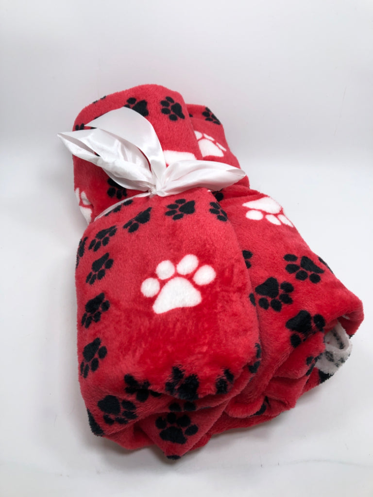 NWT RED PAWPRINT PRE-CUT FABRIC.