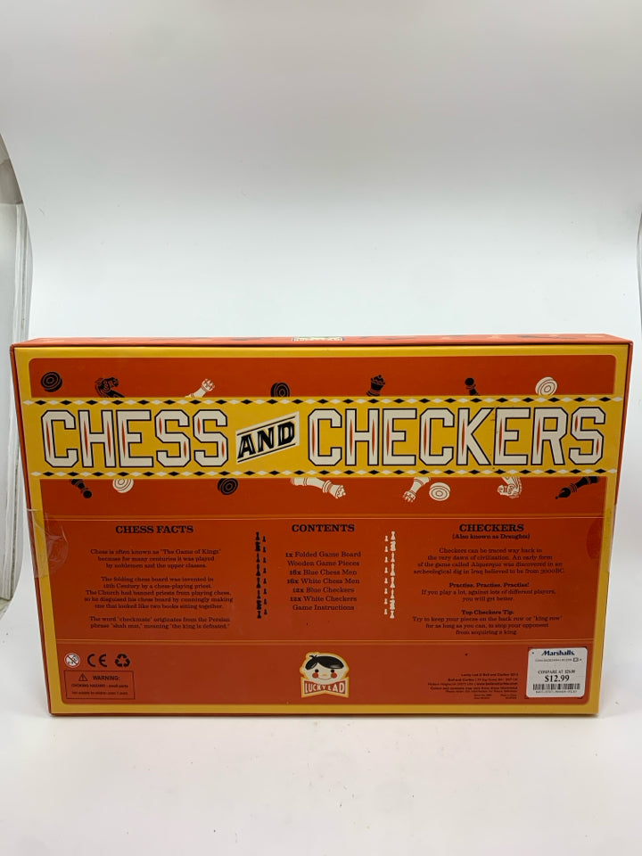NIB CHESS AND CHECKERS GAME.