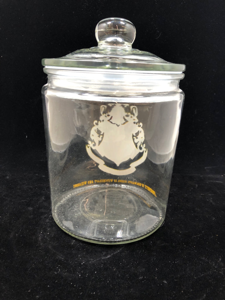 HARRY POTTER CLEAR GLASS CANISTER W/LID.