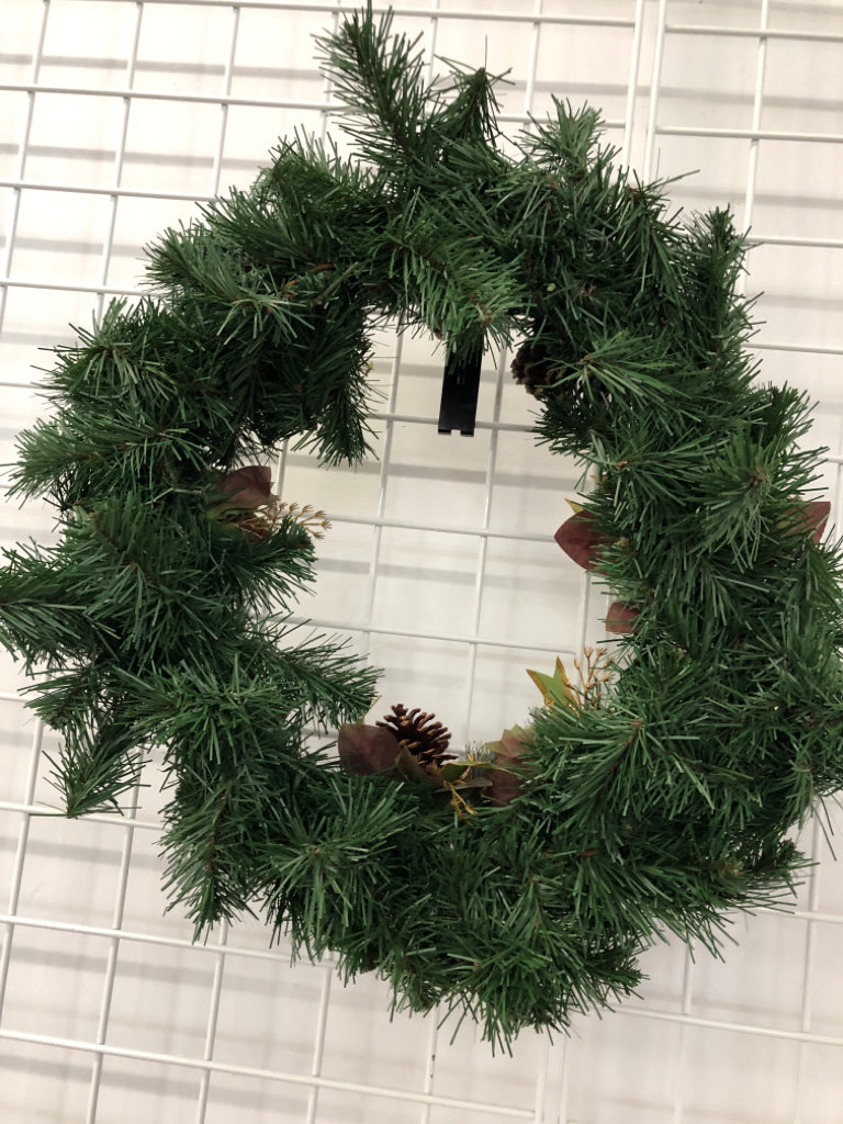 WREATH W FRUIT AND PINECONES.