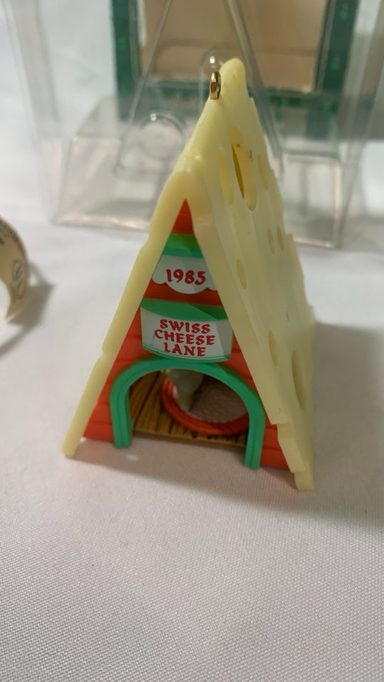VTG HALLMARK SWISS CHEESE LANE ORNAMENT.