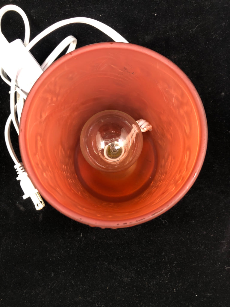 PEACH COLORED EMBOSSED WAX WARMER.