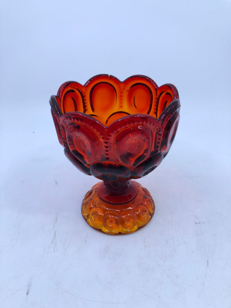 VTG RED ORANGE OMBRE CANDY DISH.