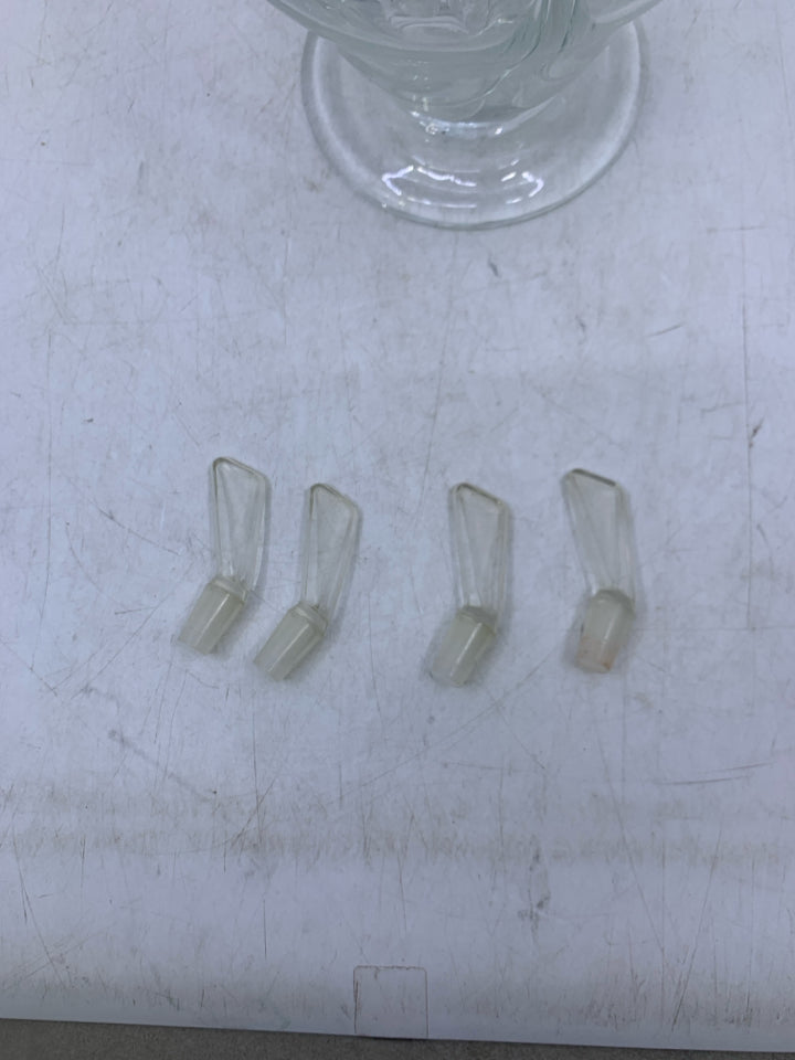 VTG BLOWN GLASS CLEAR 4 CHAMBER LIQUOR DECANTER MADE IN CZECHOSLOVAKIA.