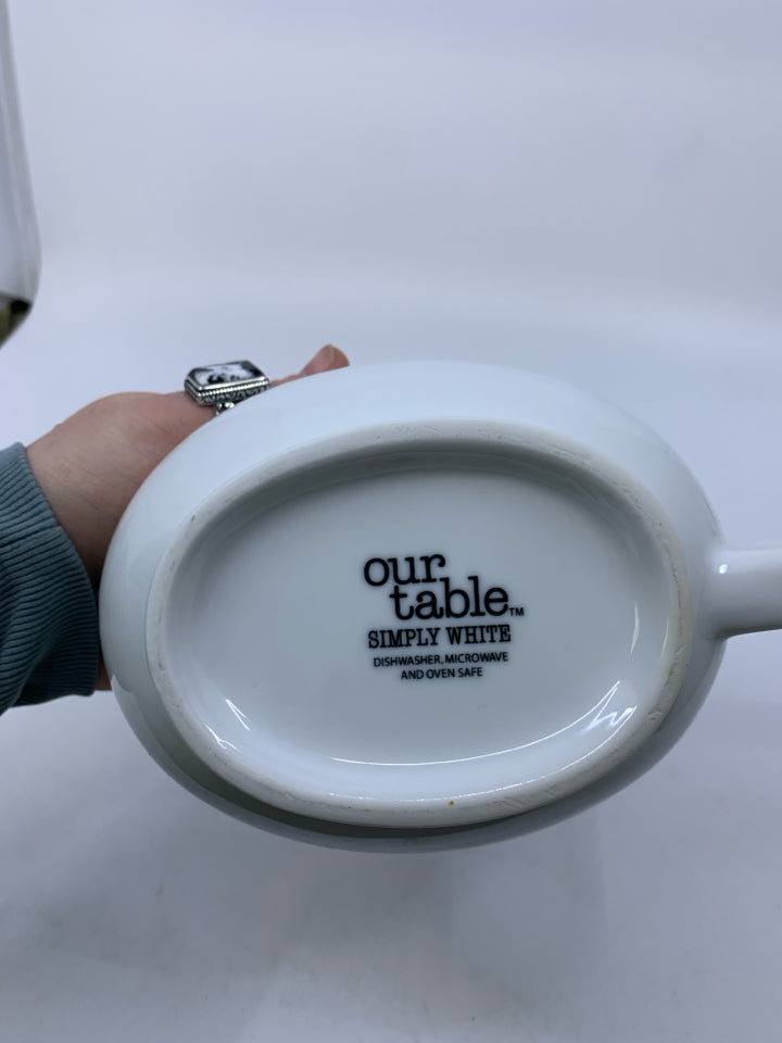 WHITE GRAVY BOAT OUR TABLE.