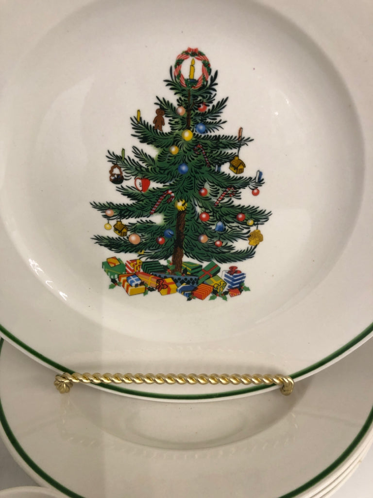 12 PC SVC 4 DECORATED CHRISTMAS TREE DISH SET.