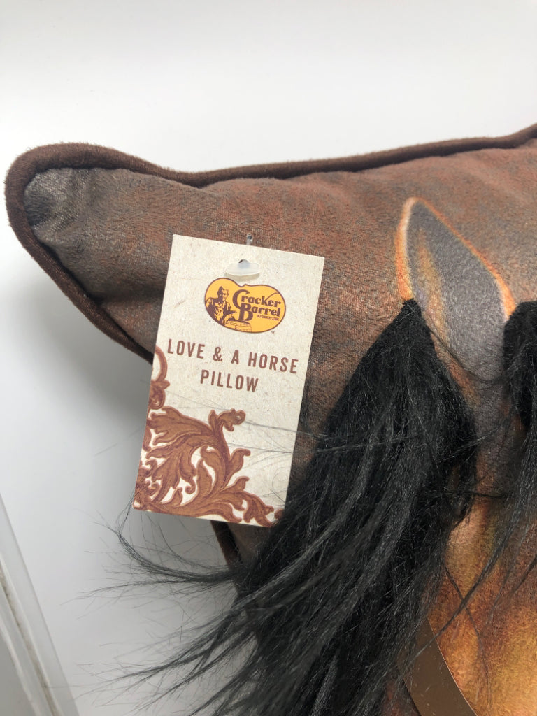 NWT CRACKER BARREL FLUFFY HORSE PILLOW.