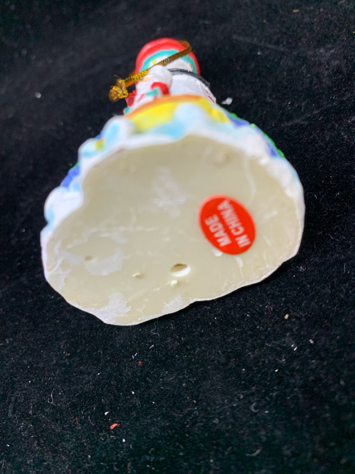 WHITE LIGHTHOUSE ORNAMENT W/SAILING SANTA.