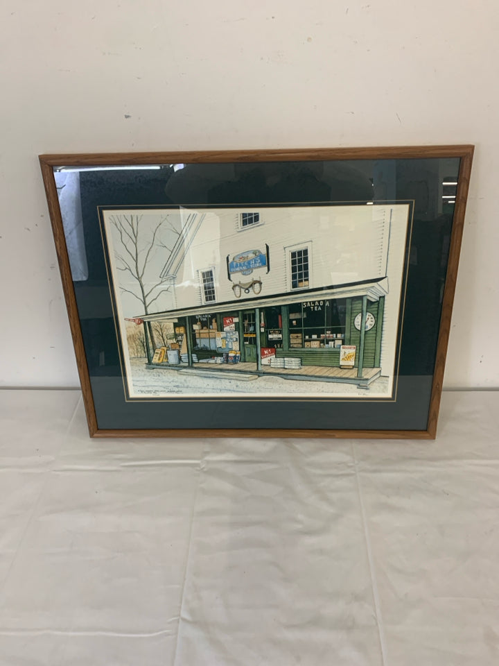 FITCH'S GENERAL STORE PAINTING IN FRAME.