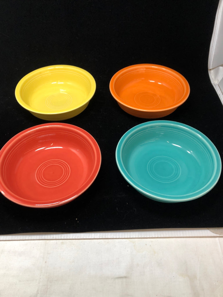 4 MULTI COLORED FIESTA WARE BOWL SET.