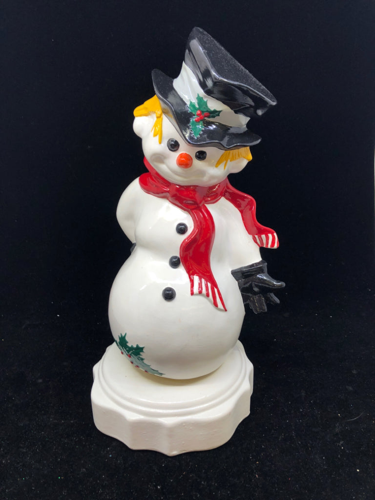 CERAMIC MUSICAL SNOWMAN.