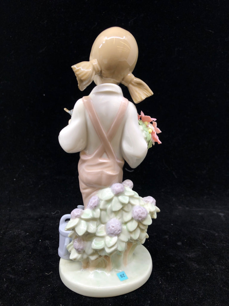 LLADRO GIRL IN PINK OVERALLS W BIRD.