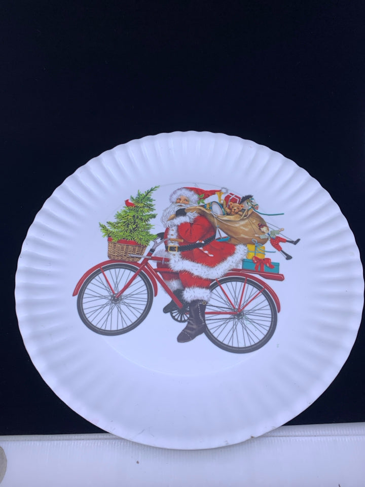 SANTA ON BIKE MELAMINE PLATTER.