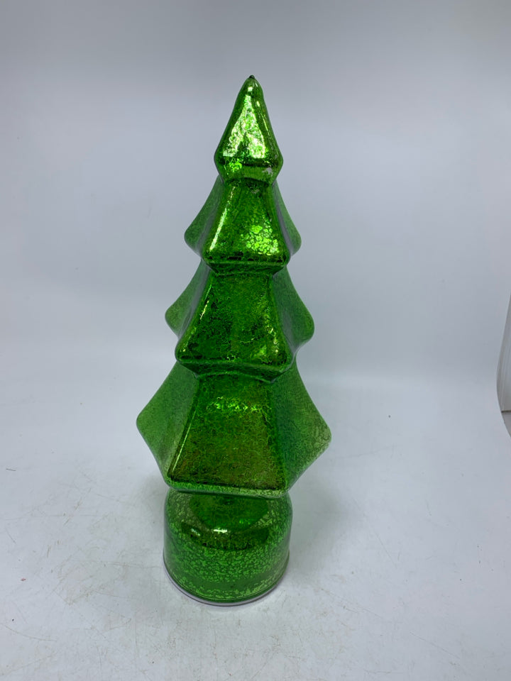 GREEN MERCURY GLASS LIGHT UP TREE.