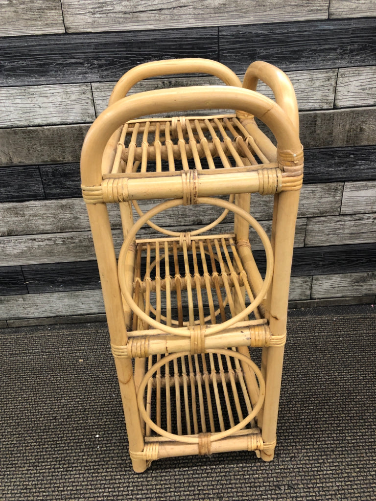 RATTAN STORAGE SHELF.