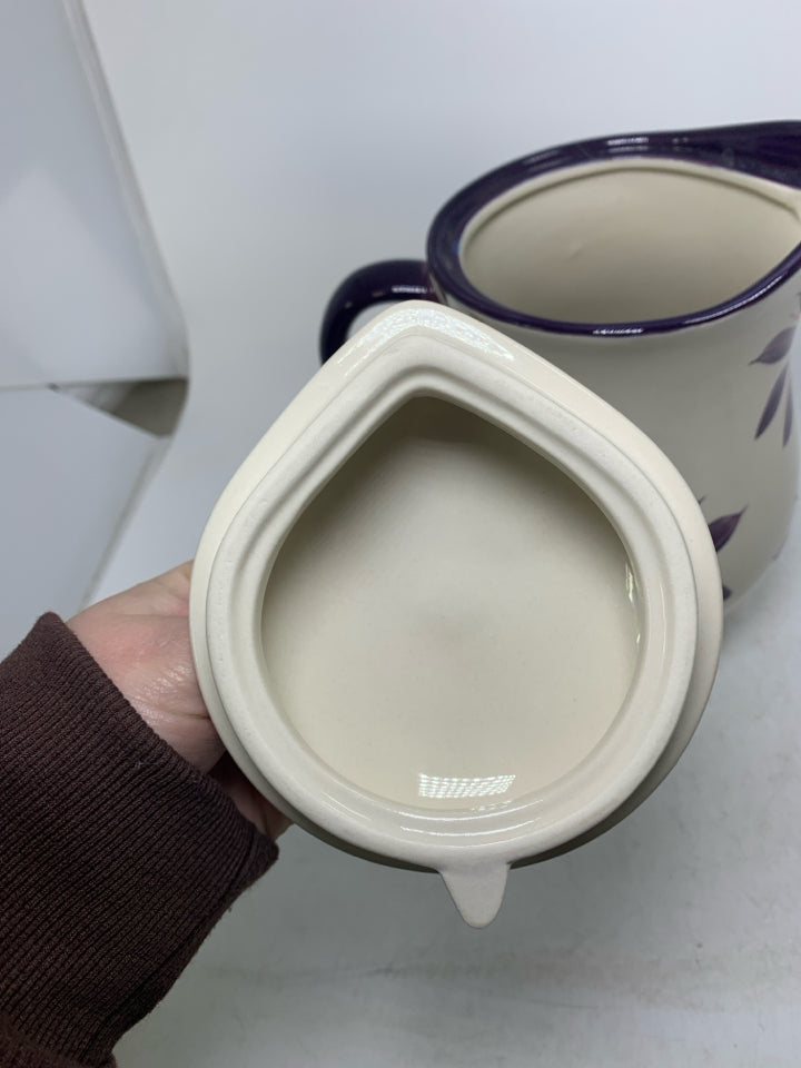 LARGE CERAMIC FLORAL PITCHER W/ LID.