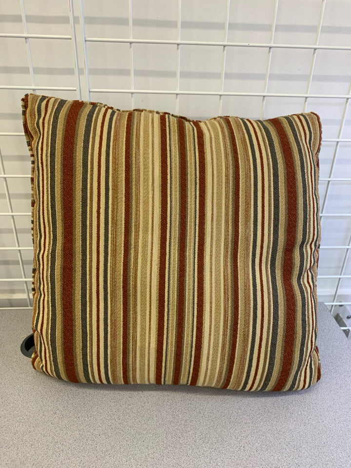 TAN/BROWN STRIPE ACCENT PILLOW.