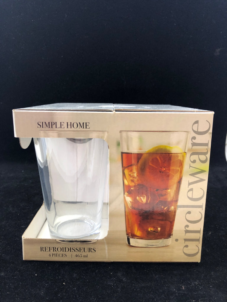 4 NIB SIMPLE HOME GLASSES.
