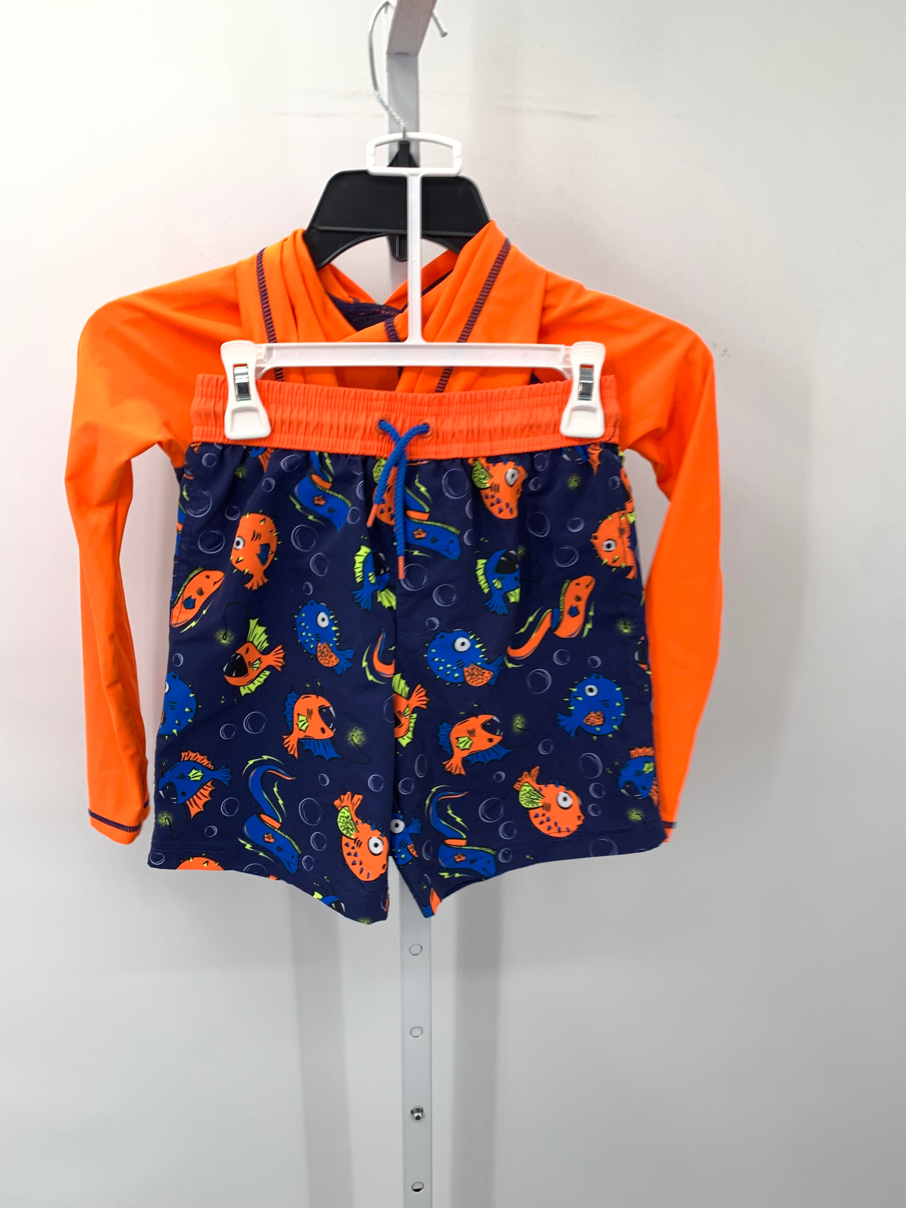 HOODED ORANGE SHIRT AND FISH SHORTS