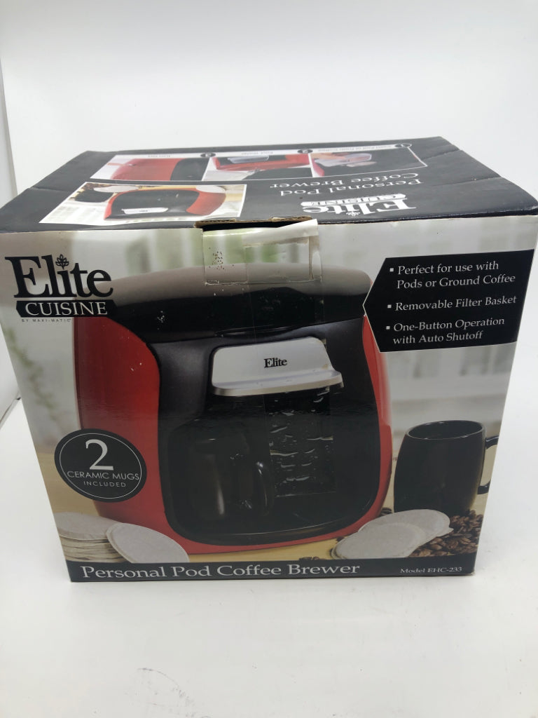 NIB ELITE CUISINE PERSONAL POD COFFEE BREWER.