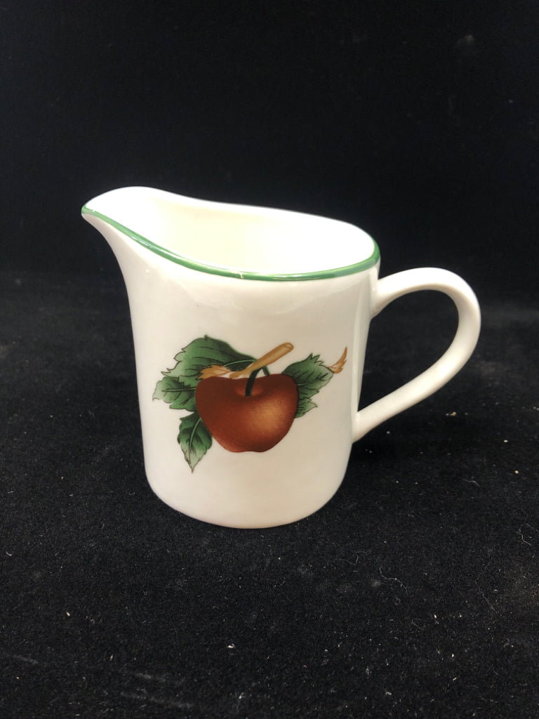 WHITE GREEN TRIM APPLE CREAMER.