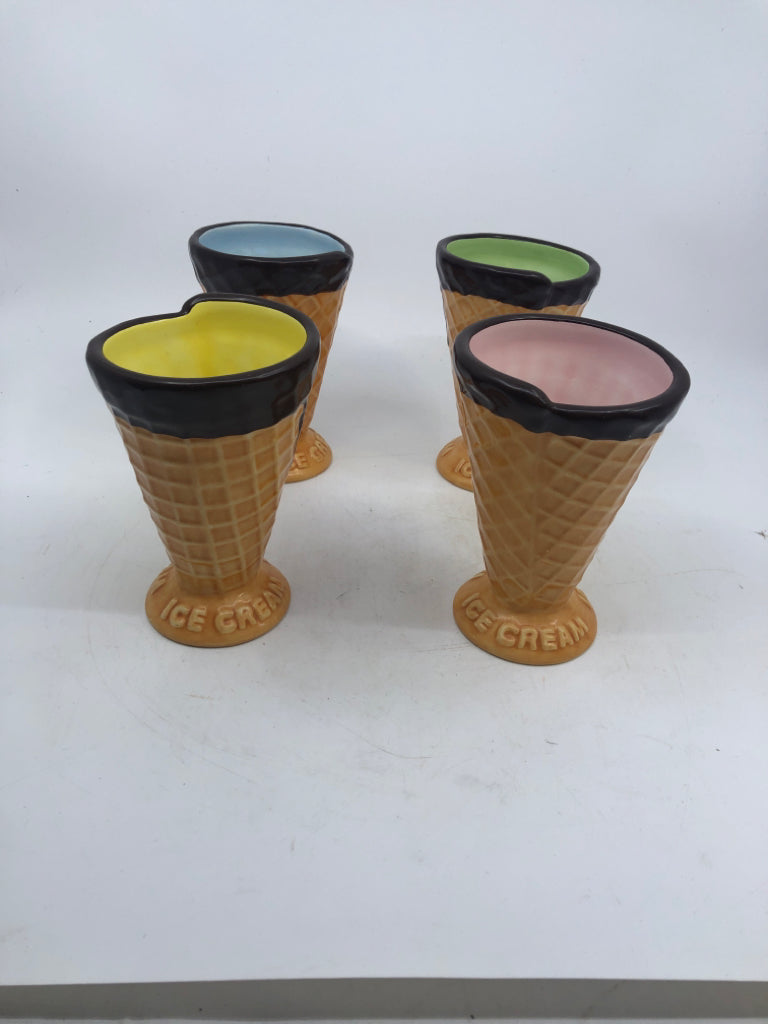 4 ICE CREAM CONE SHAPED SUNDAE CUPS WILLIAM-SONOMA.