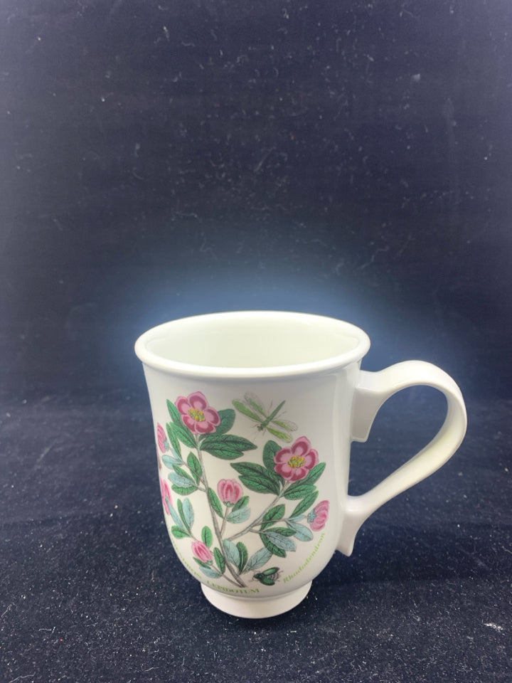 MUG W/ PINK FLOWERS/BLUE BUTTERFLY.