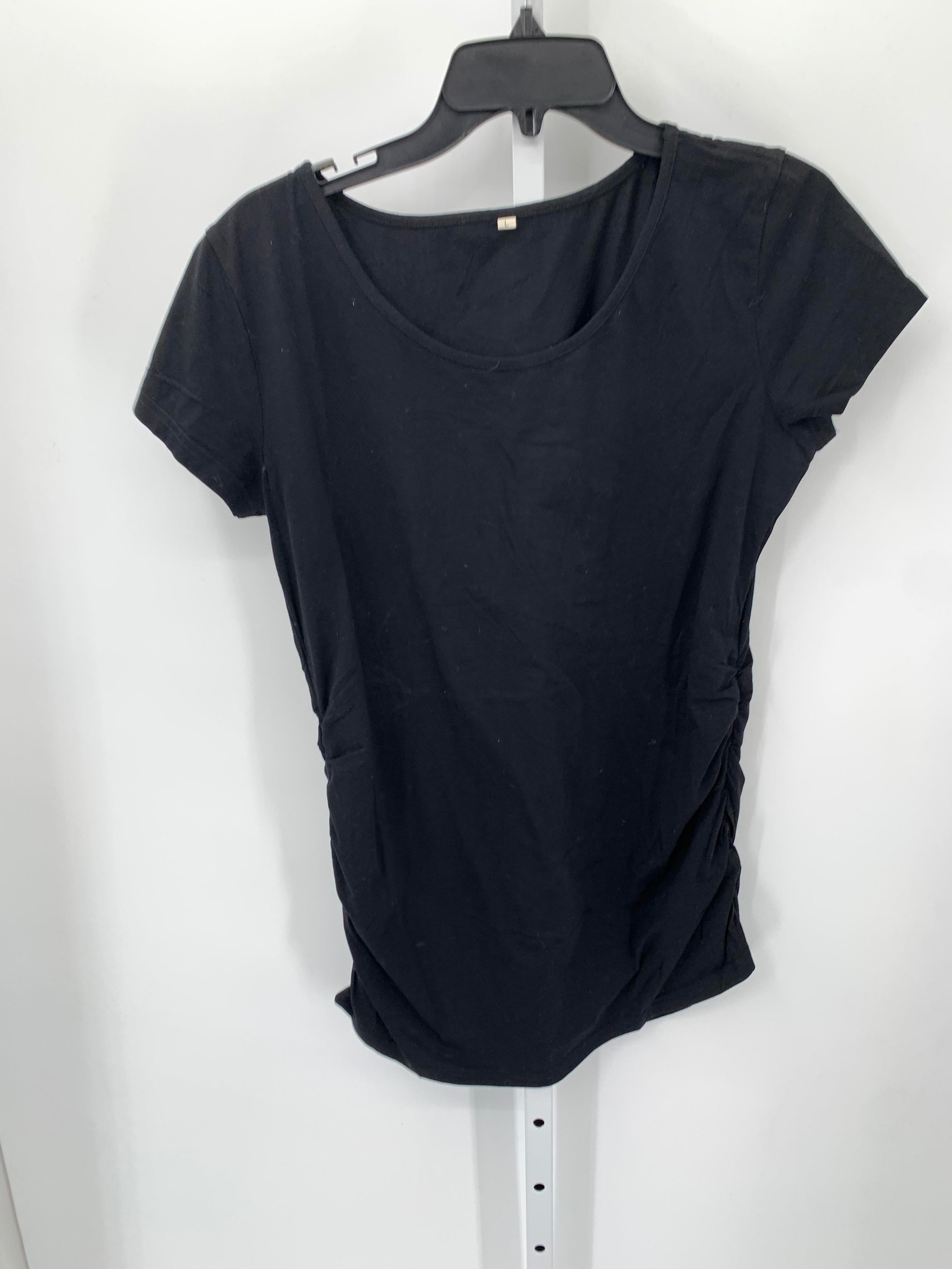 Black Size Large Maternity Short Sleeve Shirt