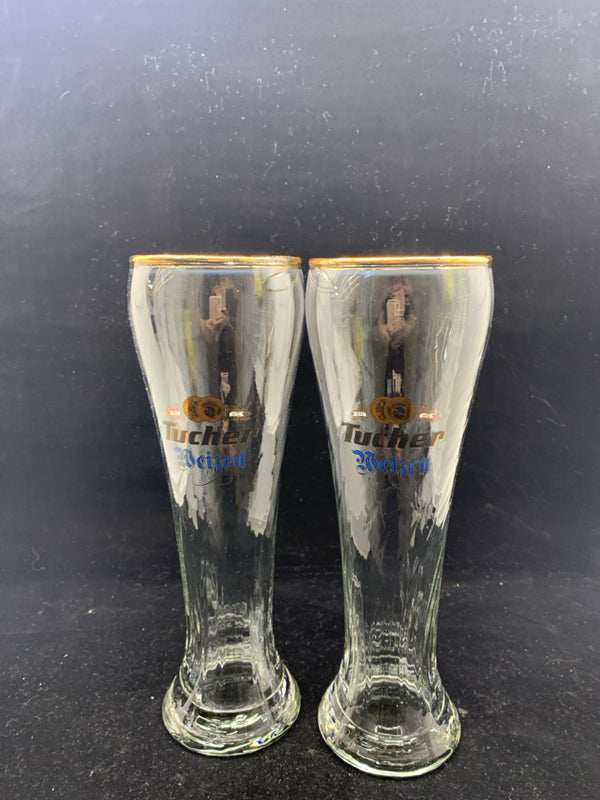 2 TUCHER GERMAN PINT BEER GLASSES.