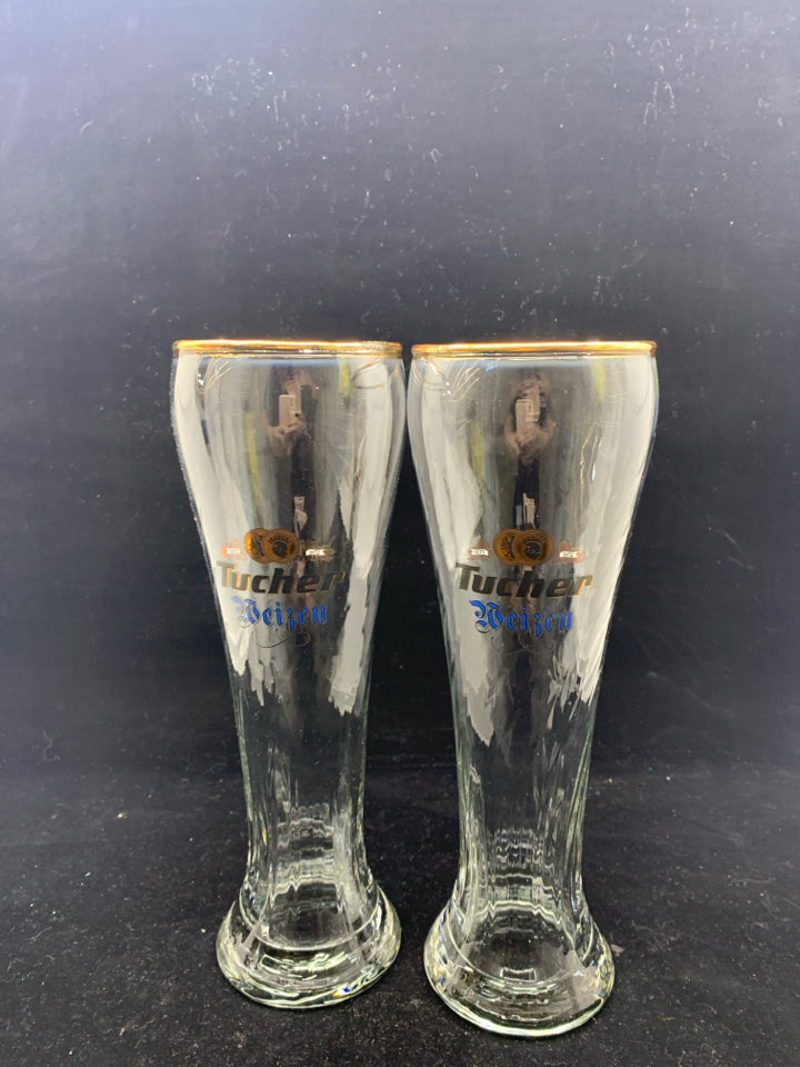 2 TUCHER GERMAN PINT BEER GLASSES.