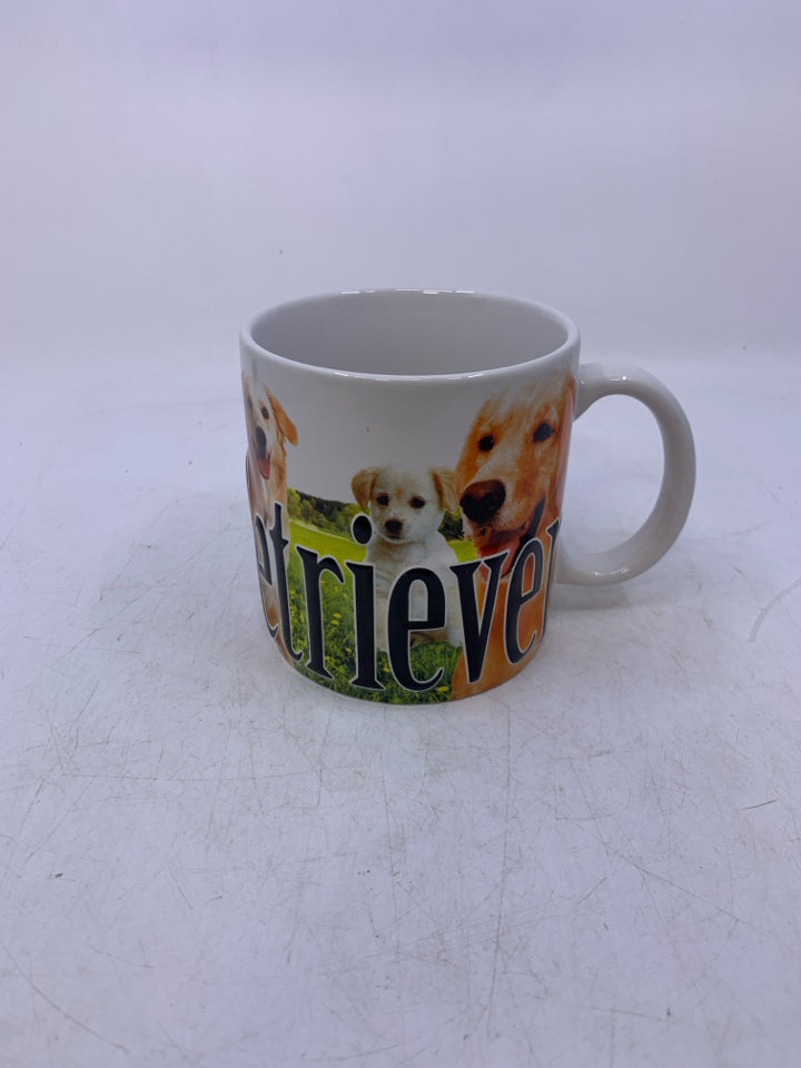 EMBOSSED GOLDEN RETRIEVER WORDS W/ PRINTED DOGS.