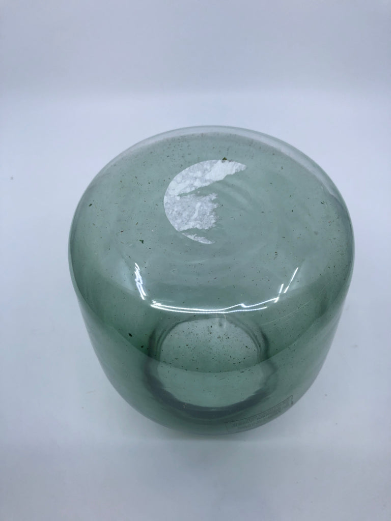 GREEN GLASS VASE.