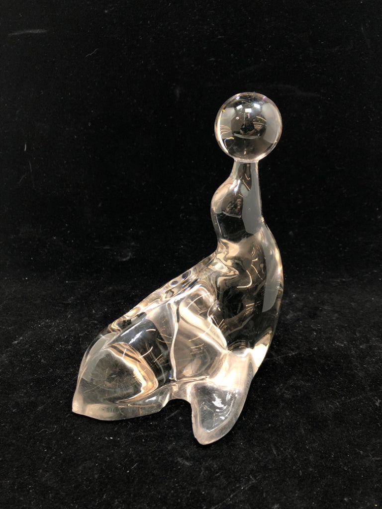 SEAL BALANCING BALL GLASS FIGURINE.