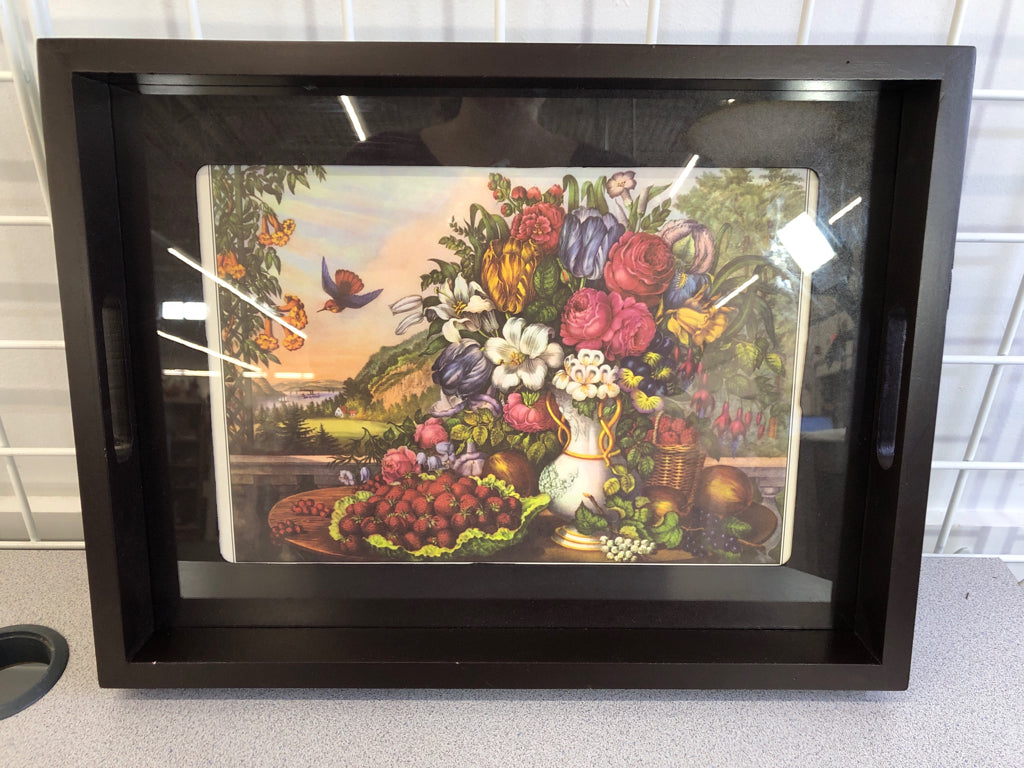 DARK WOOD CUSTOMIZEABLE DISPLAY TRAY.