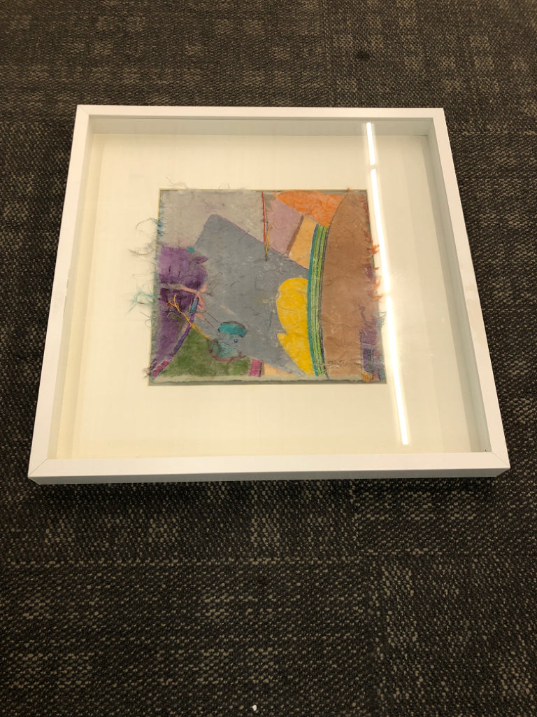 ABSTRACT FIBROUS FRAMED ARTWORK.