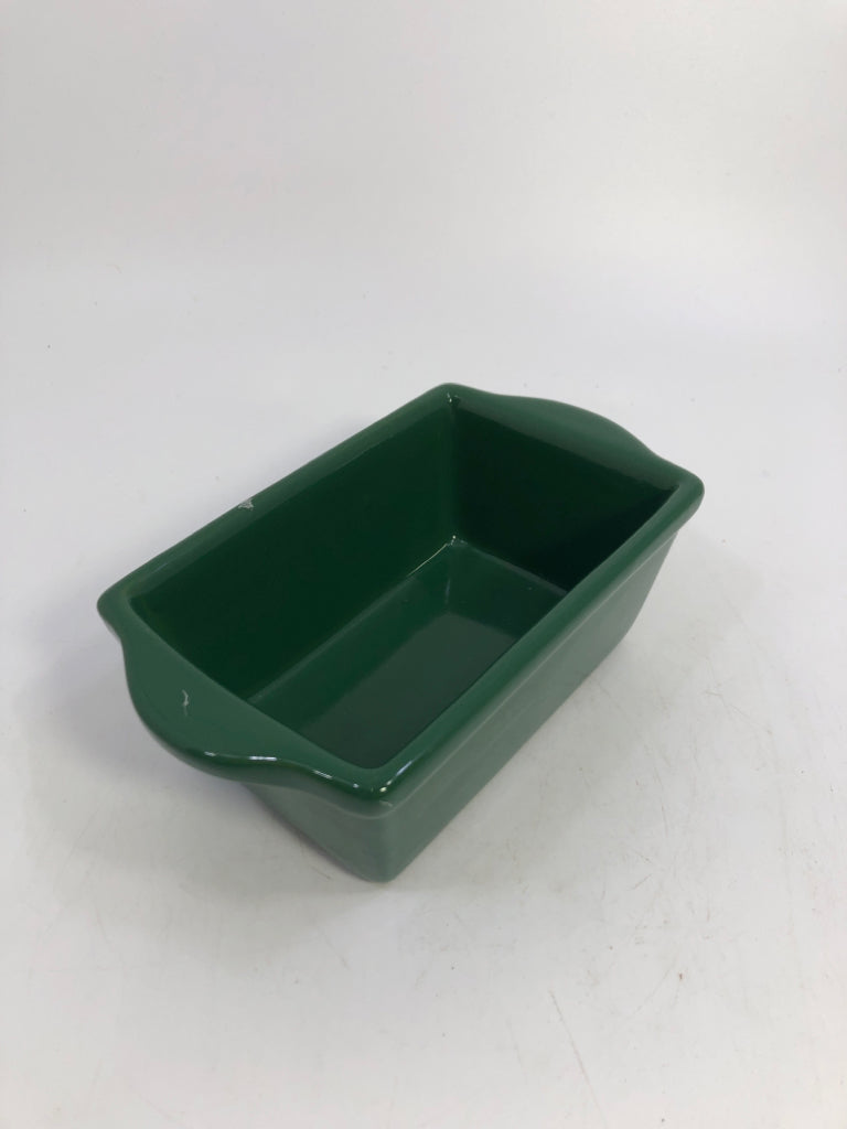 JADE GLAZED STONEWARE LOAF PAN.
