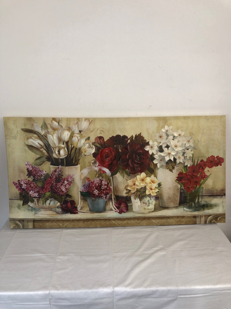 FLOWERS IN VASES WALL CANVAS.