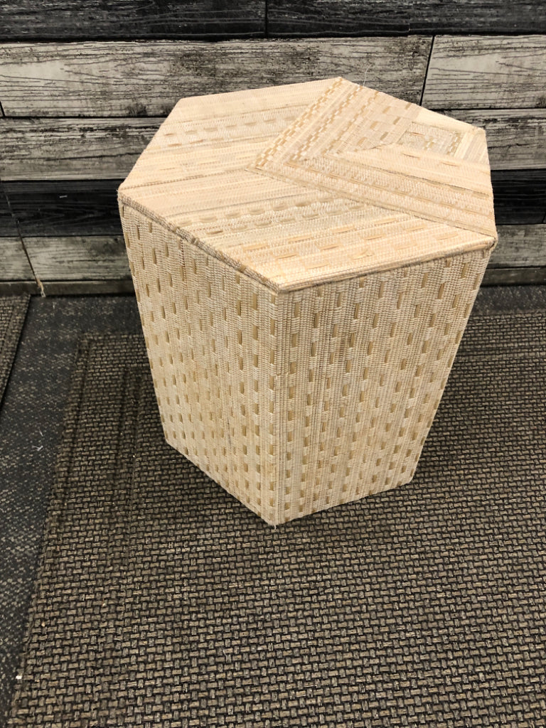 HEXAGON W/ LIGHT WOVEN PATTERN STORAGE.