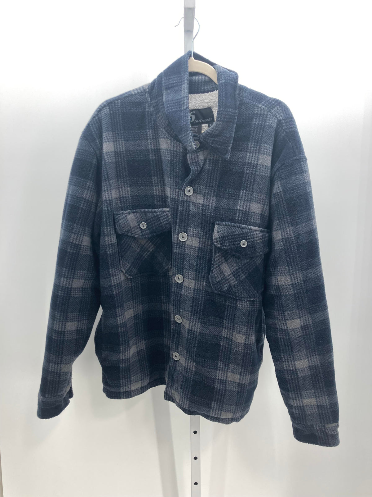 GREY PLAID SHERPA BTN DOWN.