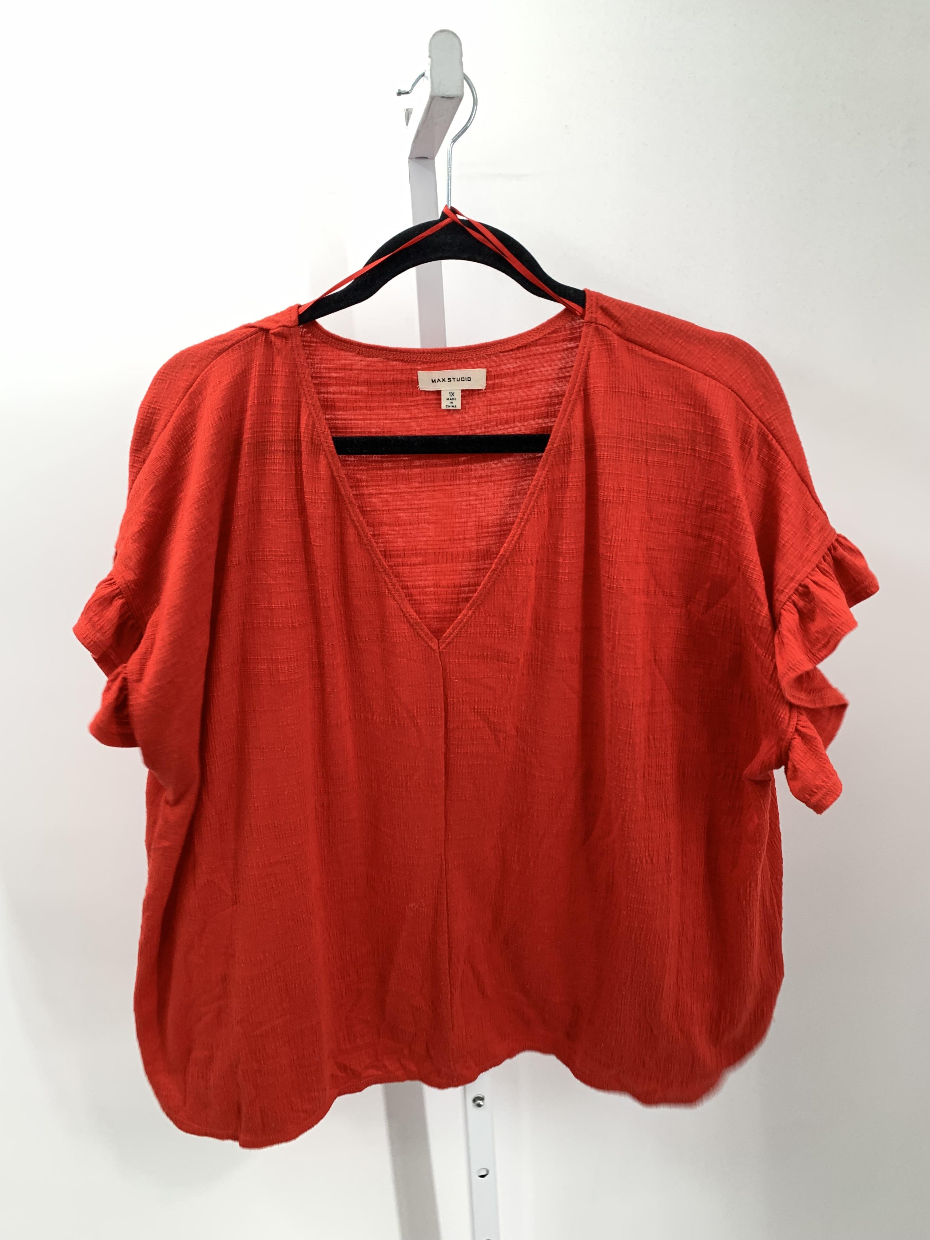 Max Studio Size 1X Womens Short Sleeve Shirt