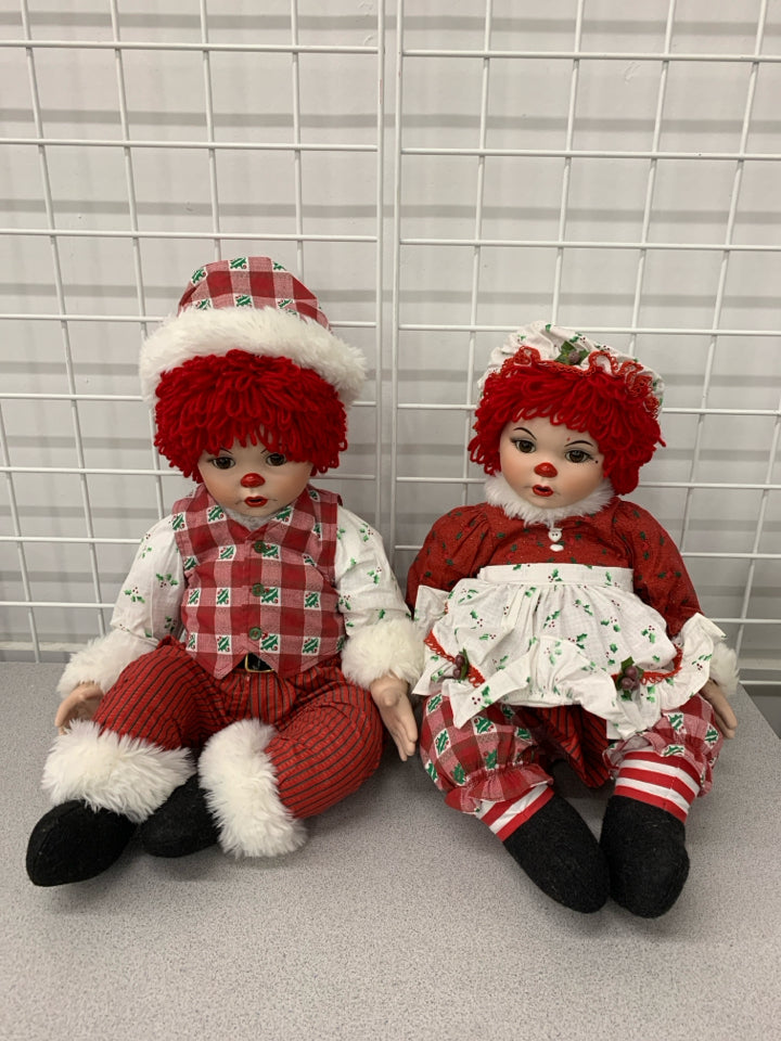 2- MISTLETOE TWINS - MARIE OSMOND SITTING CHRISTMAS DOLLS.