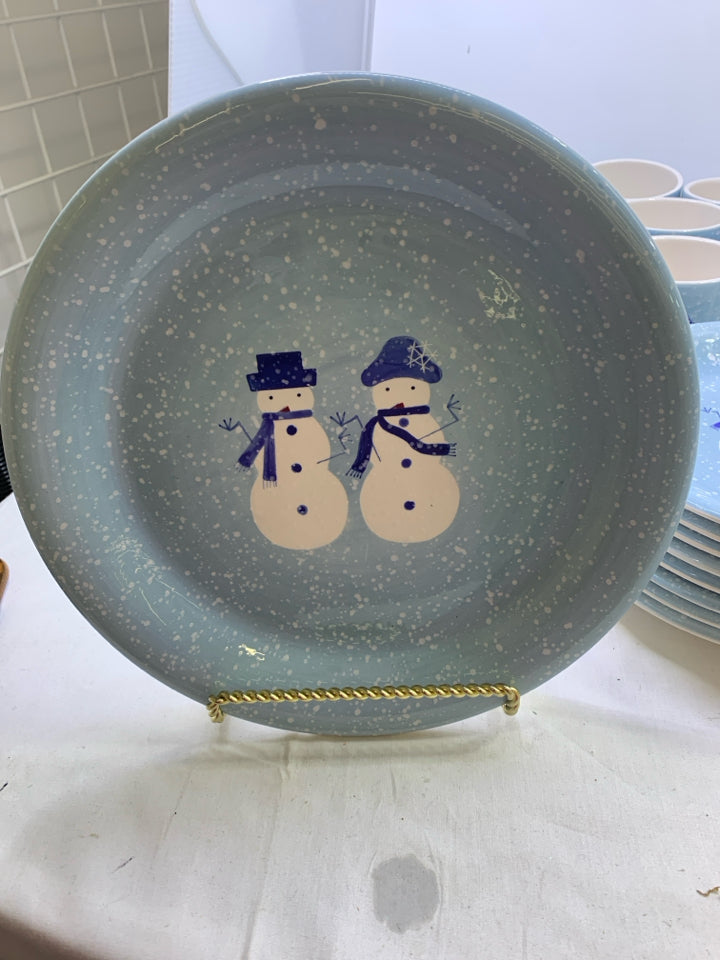 32 PC BLUE SNOWMAN DINNER SET- SVC 8.