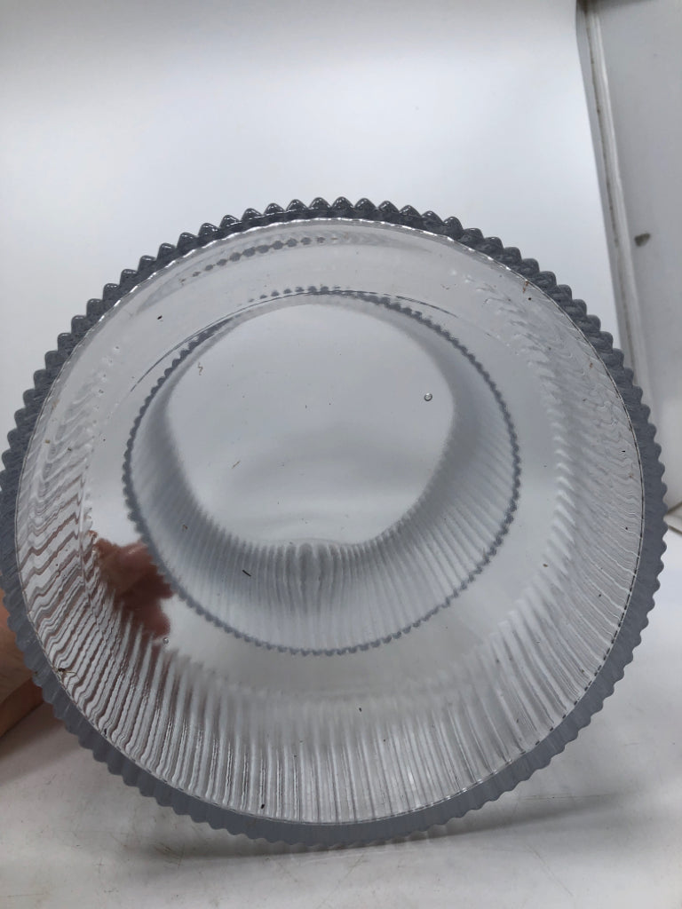 INDENTED RIBBED GLASS VASE.