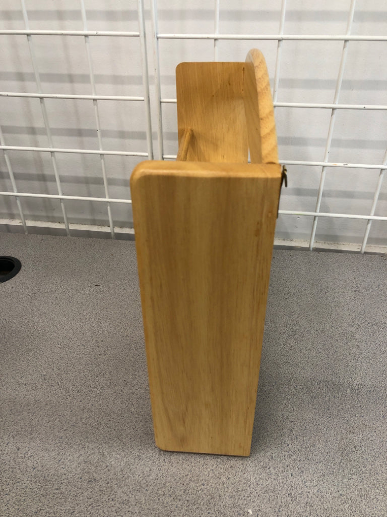 HANGING 2 TIER LIGHT OAK WOOD SHELF.