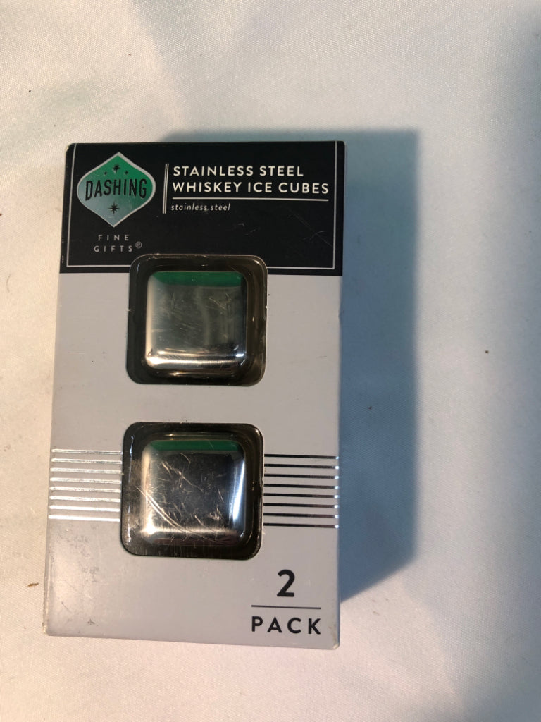 NIB STAINLESS STEEL WHISKEY ICE CUBES DASHING FINE GIFTS
